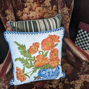 Used Mackenzie-Childs Ming Poppies Pillow
